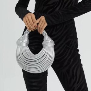Rosa Silver PU Knotted Bag